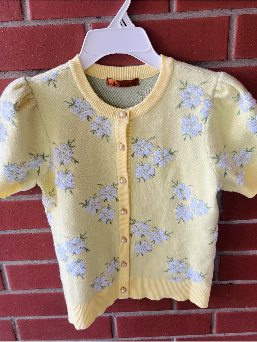 Yellow Floral Knit Cardigan